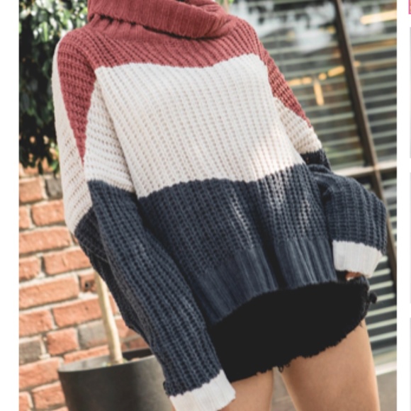 Pol Colorblock Turtleneck Sweater 
